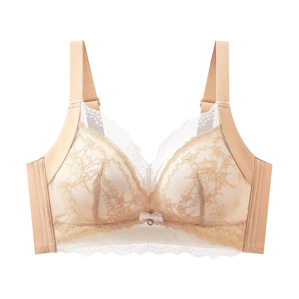 Wireless Lace Bra with Side Support and Anti-Sagging Design