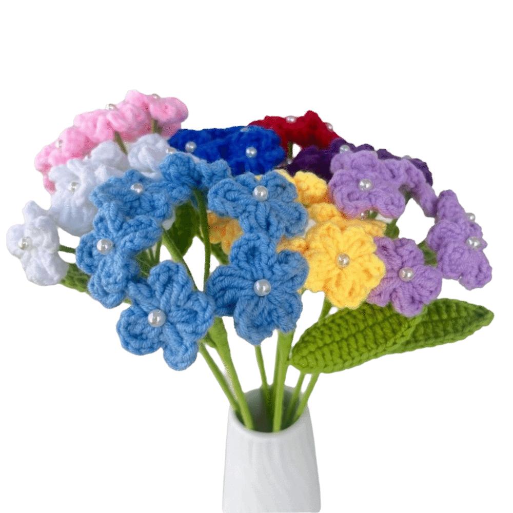 a Bundle of 6 Flowers Crochet Flowers Artificial Knit Fake Flowers Creative Handmade Bouquet  Gift
