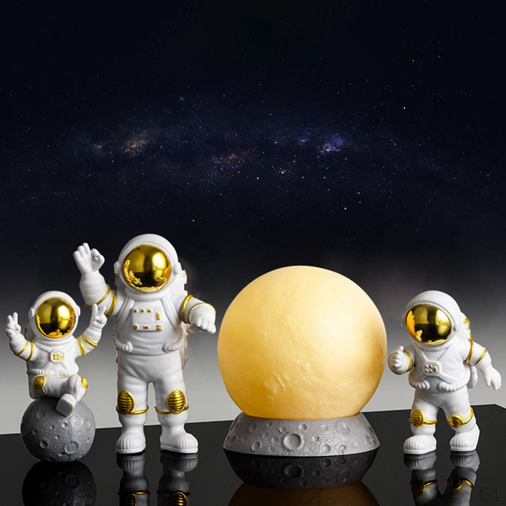 4 Pcs Cute Astronaut Statue PVC Ornament Fireplace Figurine Decoration Sculpture Home