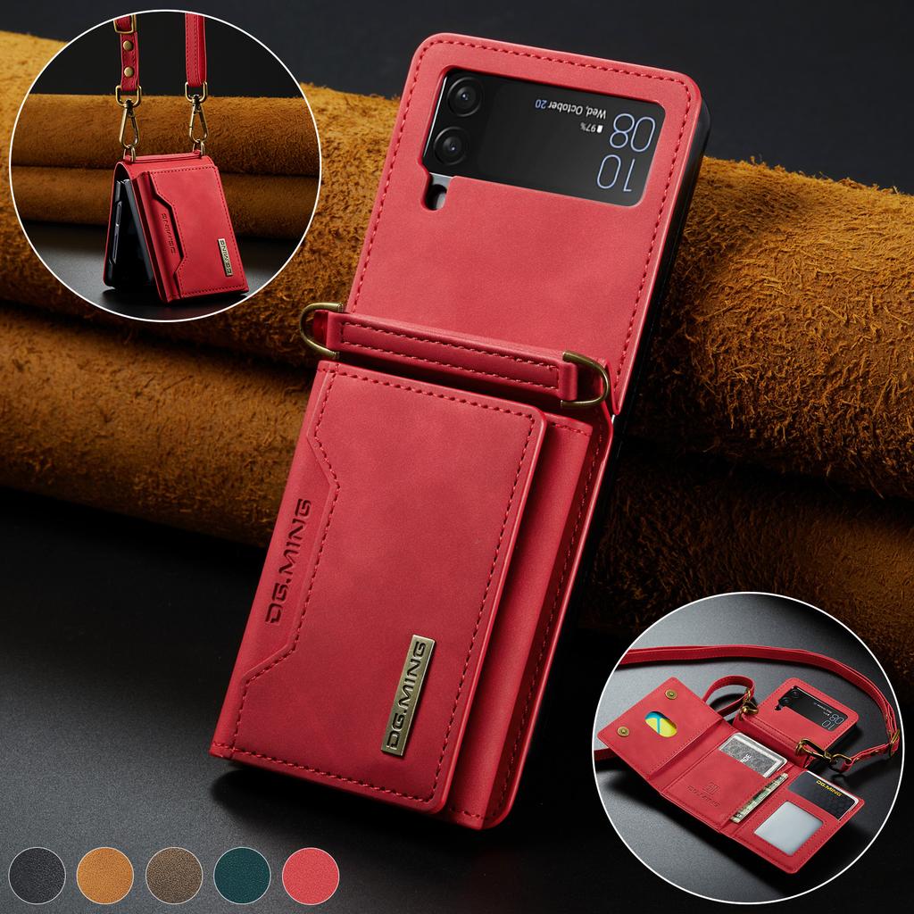 Чехол-кошелек с защитой от падения для Samsung Galaxy Z Flip5 Zflip5 Flip 4 3 Flip4 Flip3 Flip 5 5G, кожаные чехлы со слотом для карт