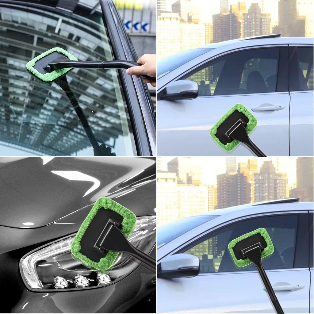 Windshield Cleaning Tool Windshield Cleaning Wand Auto Window Cleaner,Pieces Reusable Cloth Pads For Car Interior, Dirty Car Washing Brushes