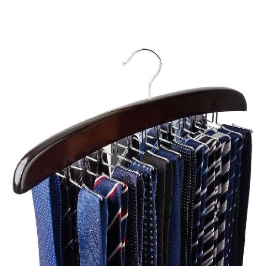 Pop Frog Tie Hanger Holds up to 24 for closet organization - ties, wooden, non-slip, (Black)
