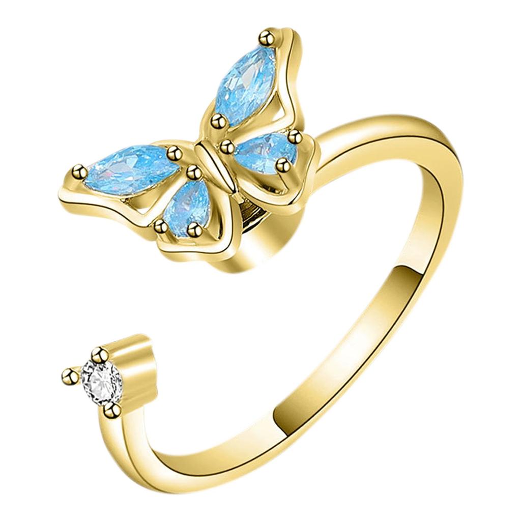 Регулируемое кольцо для большого пальца в форме бабочки, вращение от стресса, тревожные кольца, женские украшения