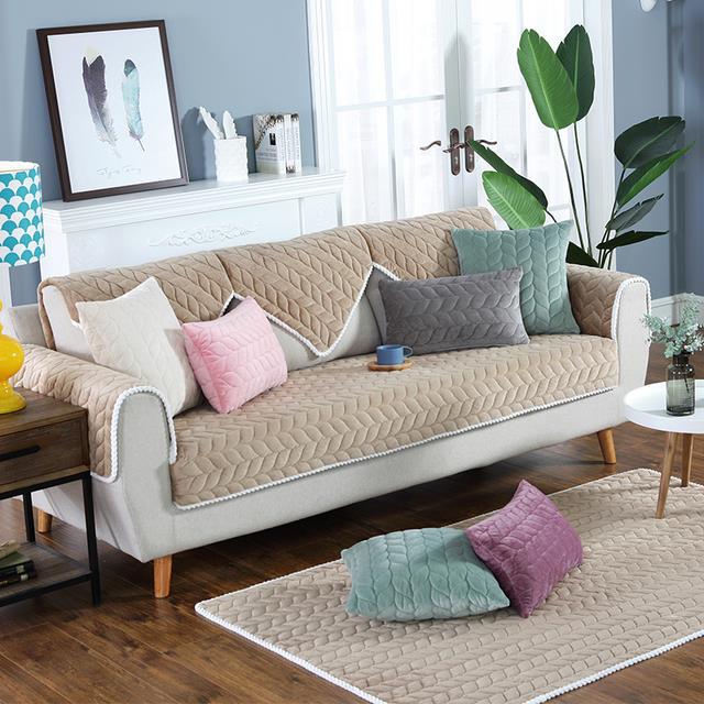 Minimalist Modern Living Room Sofa Mat Plush Dustproof Sofa Cover Household Winter Plush Comfortable and Anti Slip Seat Cushion