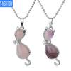 Европейская и американская личность, ожерелье с аметистом, животное, кошка, абстрактная инкрустация, подвеска из натурального камня