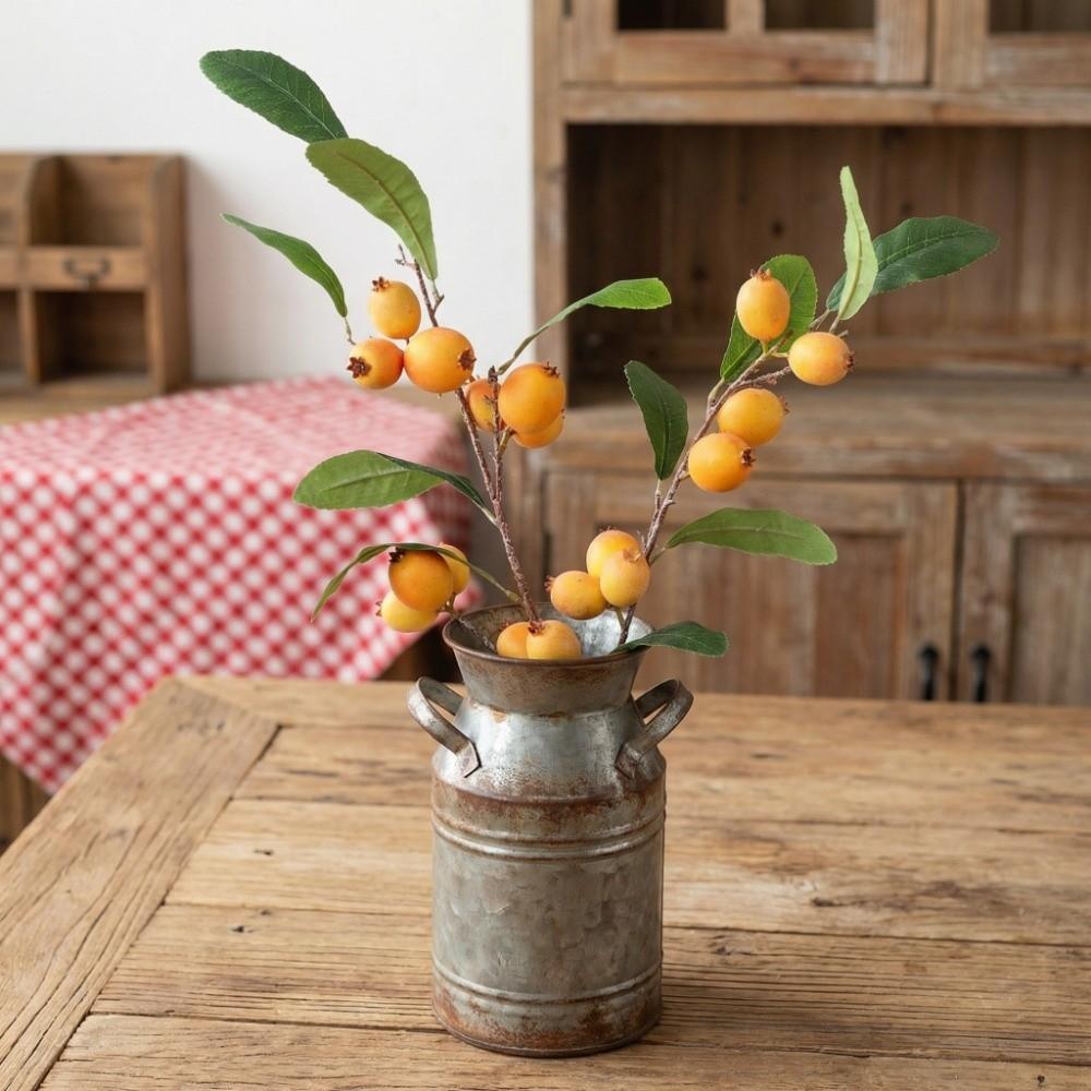 Luxury Artificial Loquat Fruit Branch Faux Loquat Fake Plants Simulation Fruit Tree Gift