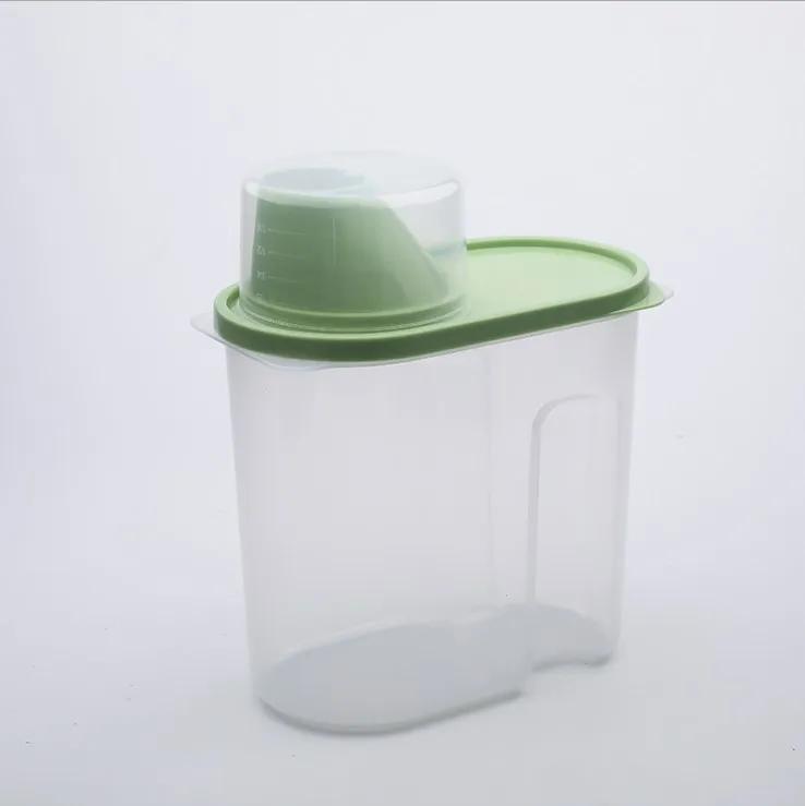 1.9L-2.5L PP Food Storage Box Plastic Clear Container Set with Pour Lids Kitchen Storage Bottles Jars Dried Grains Tank