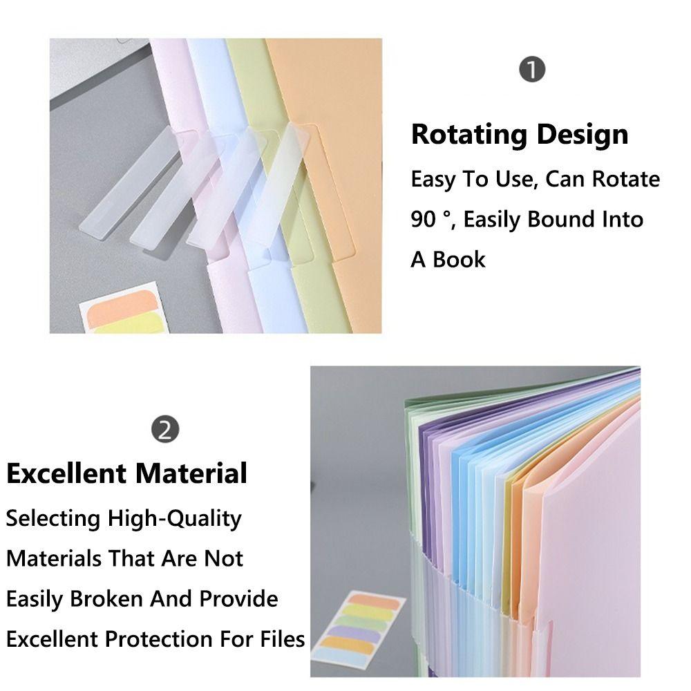 5PCS/Set Rotating Side Opening A4 File Folder Gradient Color File Organizer  School Office