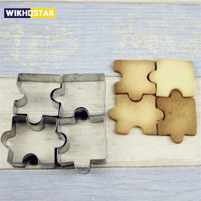 4 шт. 3D-форма для печенья-головоломки из нержавеющей стали, формочки для печенья, сделай сам, бисквит, десерт, форма для выпечки, инструмент для помадки, свадебное украшение