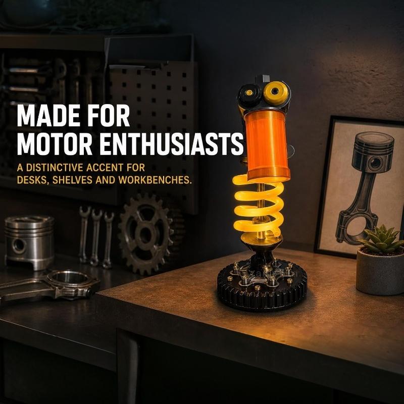 Suspension Shock Absorber Desk Lamp Battery Powered Dual Light Automotive-Themed Table Lamp