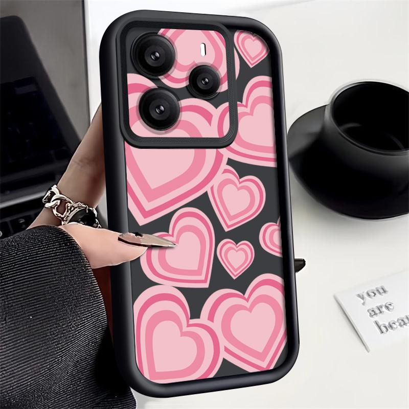 Y2K Retro Gradient Love Hearts Pattern Case For Xiaomi Redmi Note 14 13 Pro 5G 12 11 Funda Xiaomi 14T 13T 11T Pro Shockproof Bumper Silicone Cover