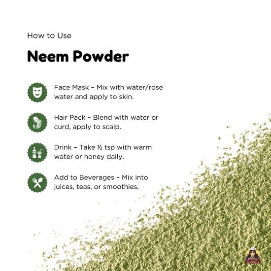 Nairuti Vyutpadan Neem Powder 250g x 2 (500g) | 100% Pure Ayurvedic Neem Powder for Skin & Hair Care | Immune Booster Detox