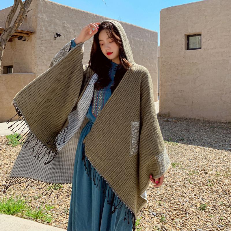 Дышащая, теплая и универсальная домашняя, осенне-зимняя женская шаль для путешествий, толстый плащ, одеяло с кондиционером