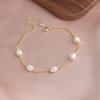 14K Gold Plated Irregular Freshwater Pearl Strand Bracelet For Women Girls Casual Jewelry Accessory