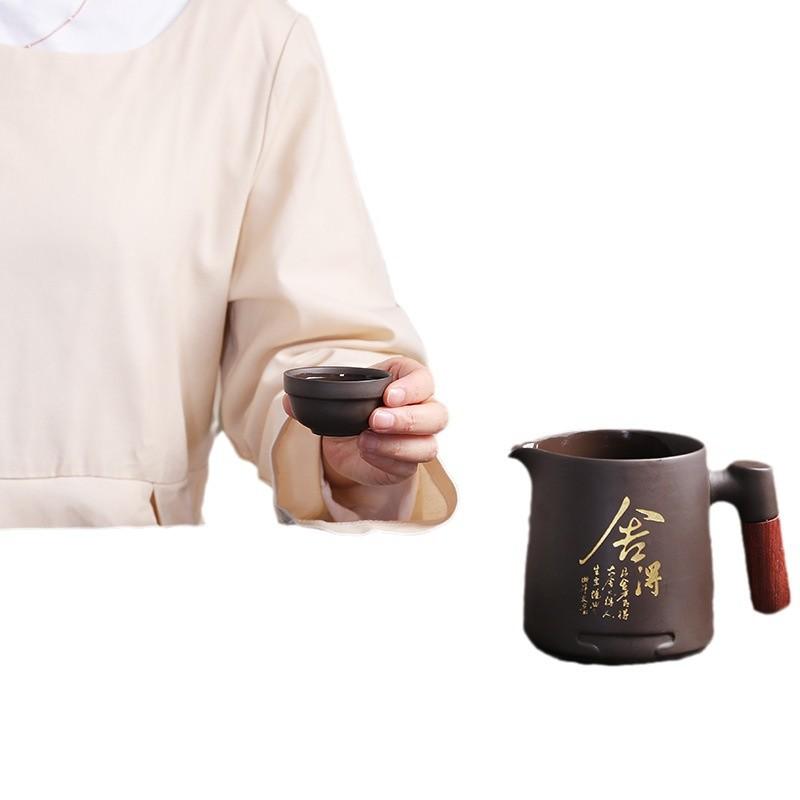 Purple sand outdoor travel tea set, light luxury portable large-capacity express cup, corporate business gift print