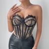 Cross-Border Hot Sale: Sexy Irregular Steel Ring Tube Top with Fishbone Lace, Slim Backless Design, Button-Down Outerwear 1429