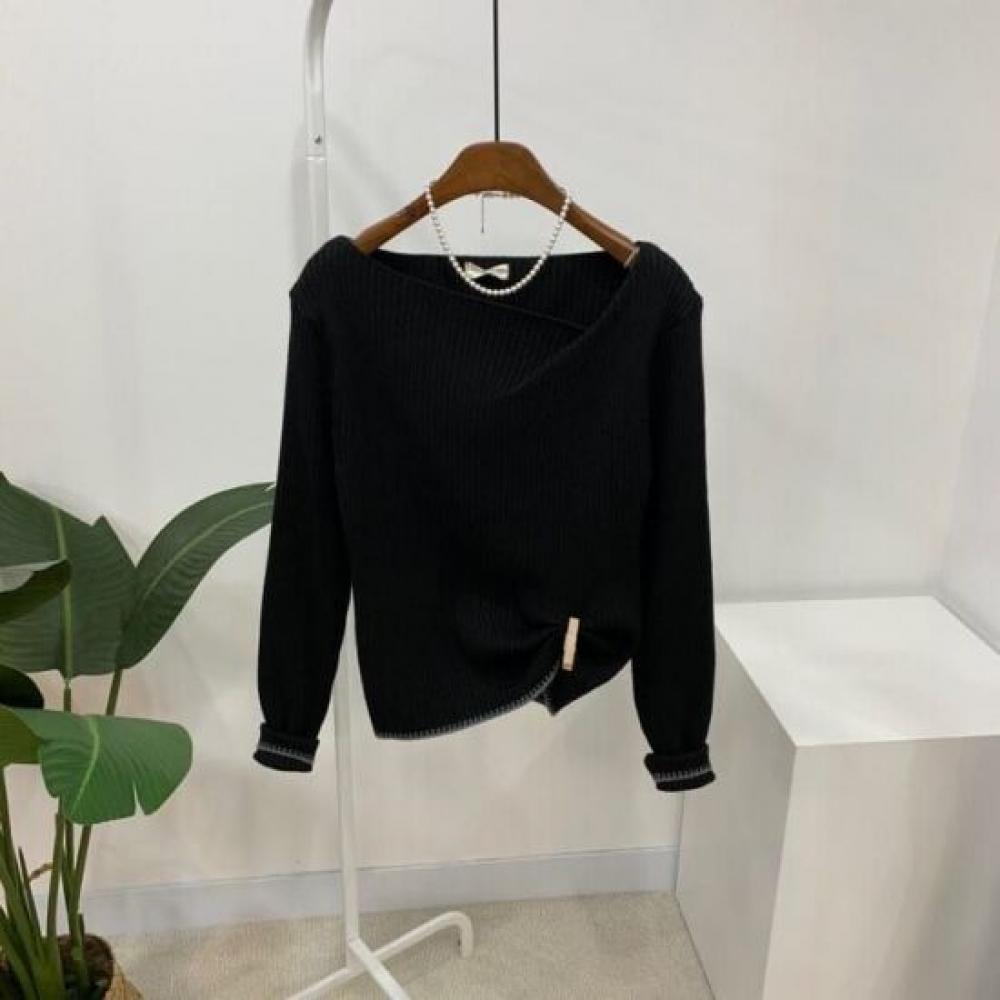 C S In The Room Off Shoulder Ribbed twiSt StitCh Knit 4Color