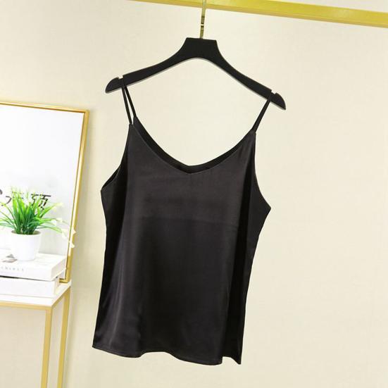 Майка с V-образным вырезом, однотонная, очень мягкая, без рукавов, свободного кроя, полиэстер