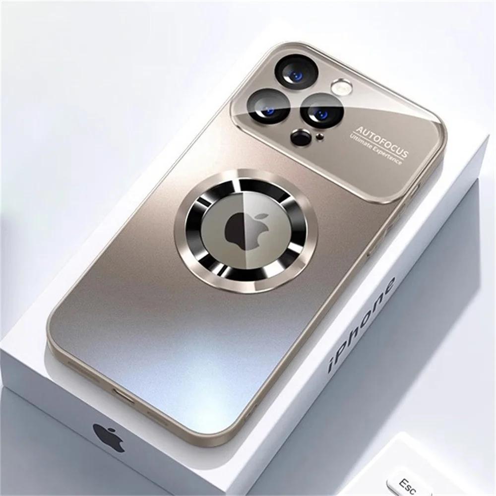 Роскошный матовый магнитный чехол для телефона для iPhone 16 15 11 12 13 14 Pro Max, защита всей камеры, силиконовая рамка, матовая задняя крышка