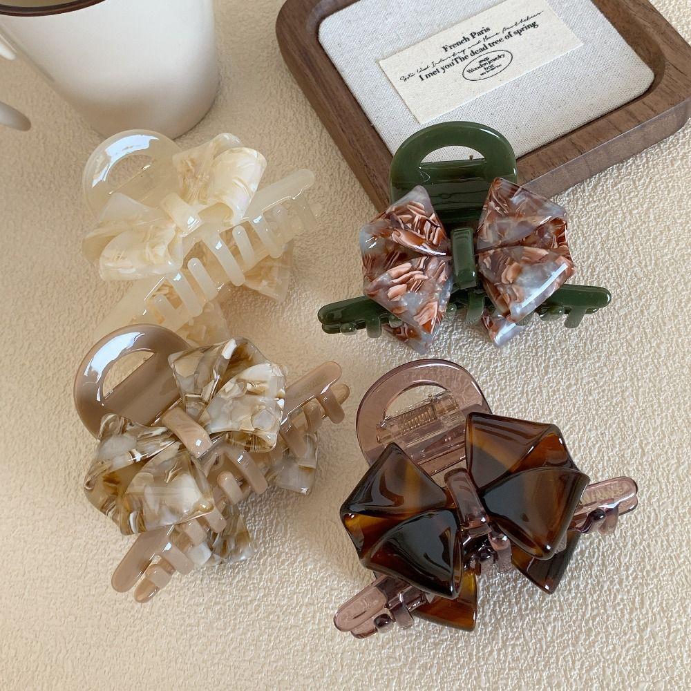 Hair Clip Retro Bow Acetate Hair Claw Jelly Shark Clip Fashion Solid Color Shark Clip  Girls