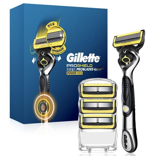Бритва Gillette 2024 ProShield Yellow Power с ручкой и лезвием 4 шт., 1 комплект, корейское лезвие
