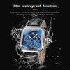 Square Quartz Men's Watch Three Eye Timer Moon Phase Automatic Date Waterproof Luminous Sports Watch