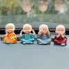4Pcs/Set Resin Crafts Gift Lovely Little Monk Sculptures Cute Monks Buddha Statues Creative Buddha Dolls Table Car Decoration