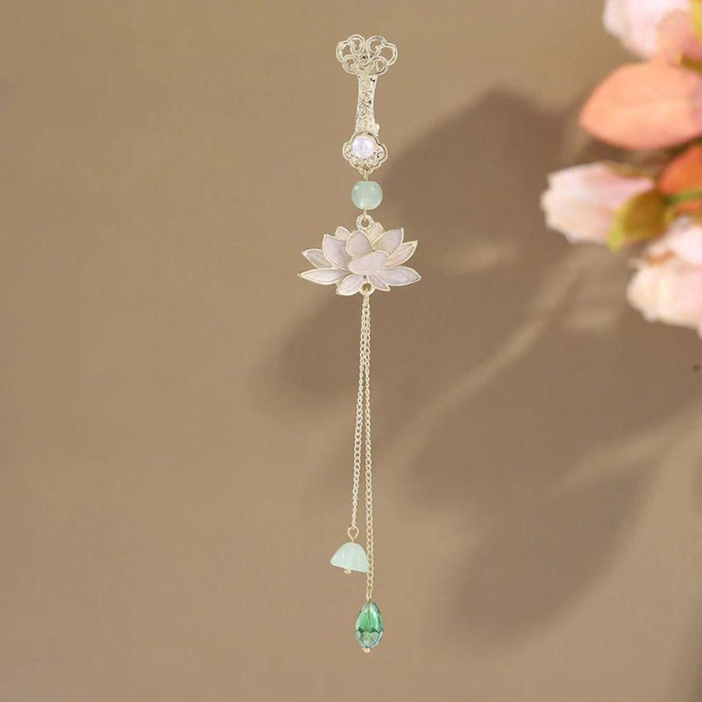 Long Tassel Chinese Style Brooch Electroplating Retro Lotus Brooch  Party Jewelry