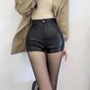 Leather Shorts Black Y2k Women Autumn And Winter High Waist Bag Hip Sexy Pu Leather Bottoming Elastic Shorts Plus Size S-4XL