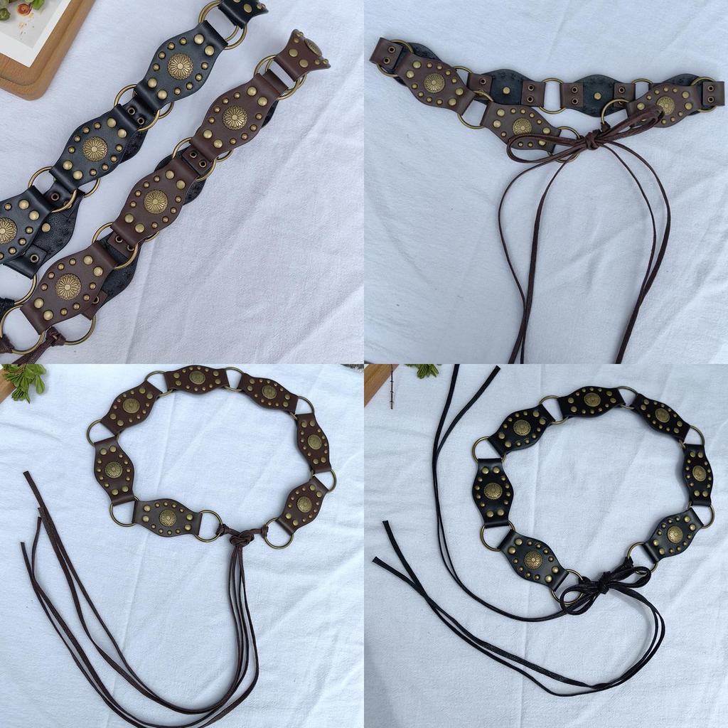 Handmade Hollow Pattern Western Pu Leather Belt For Women Stylish Summer Accessory