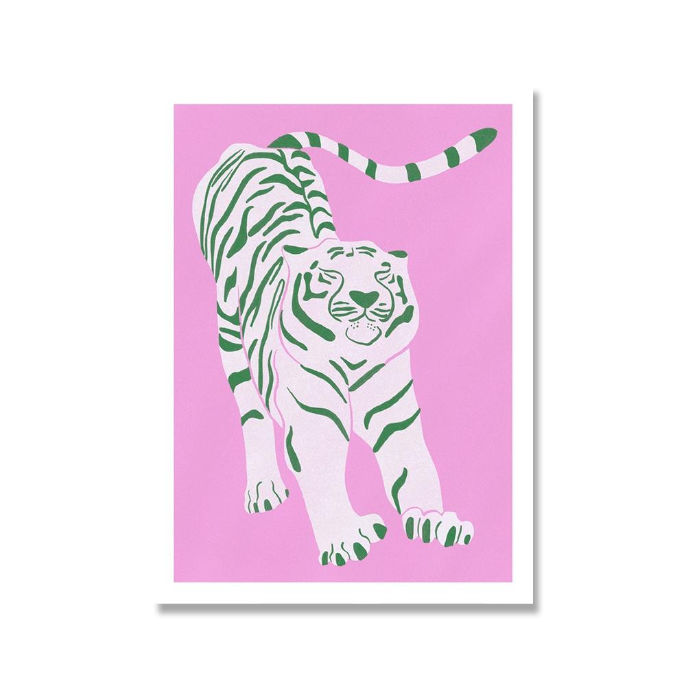 Nordic Abstract Animal Poster Красный Розовый Зеленый Тигр Не Теряет Сон Картина На Холсте Настенная Живопись Печать Картины Спальня Домашний Декор