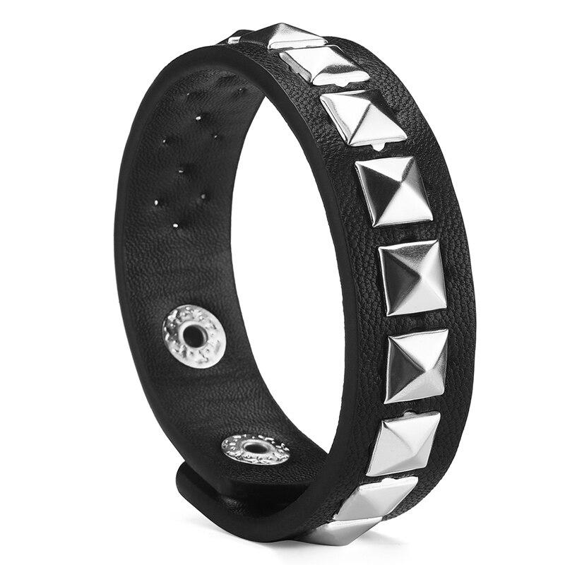 Y2K модный ремешок на запястье с квадратными бусинами и заклепками, персонализированный ретро-пирамидальный панк-браслет из искусственной кожи, ремень, подходящий для мужчин и женщин