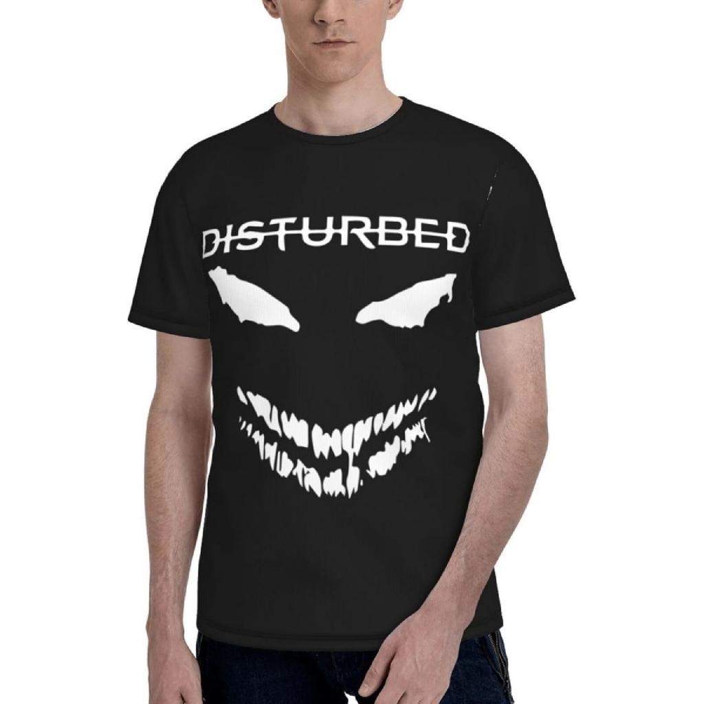 Мужская футболка JOISOMI Группа Disturbed Мужская футболка с круглым вырезом с коротким рукавом Модная Повседневная Легкая футболка для тренировок