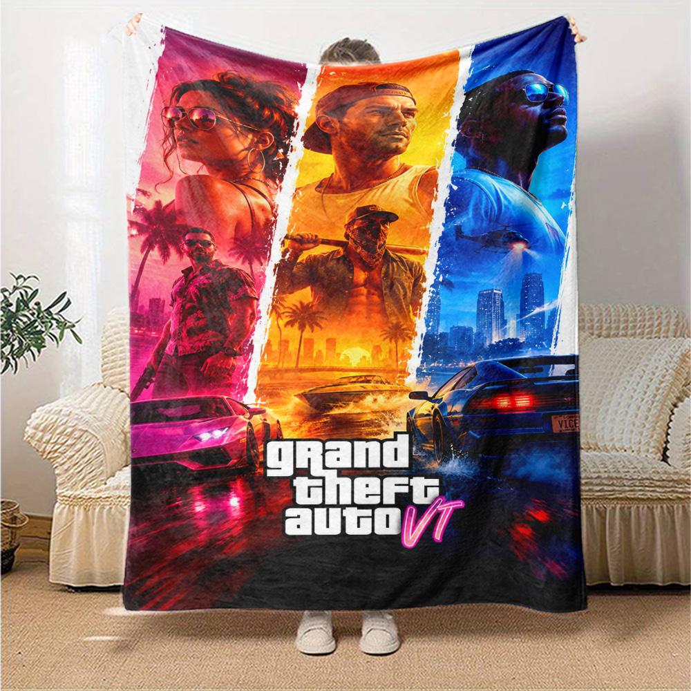Grand Theft Auto Blanket Soft & Cozy Perfect for Bed Office Office Chair for All Seasons Playful Design Suitable for Gifting Relatives and Friends