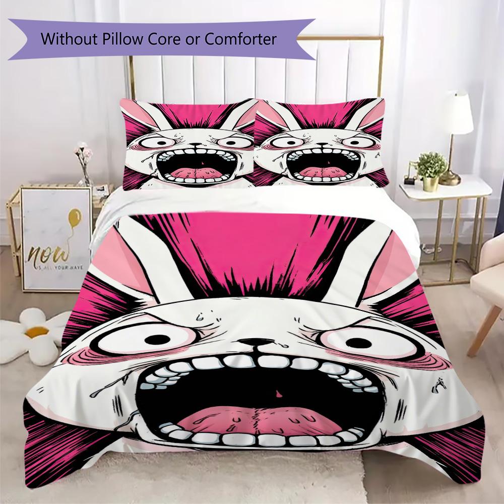 Cartoon Rabbit Pattern Bedding,Quilt Set Quilt Cover Pillowcase Home Birthday Gift (1*duvet cover+2*pillowcase,without core)ZSJT0917257