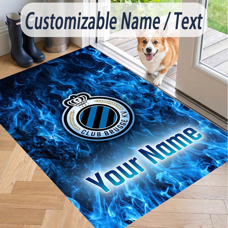 Custom Text Printed Rug Club Brugge FC Non Slip Floor Carpet For Home Room Decor