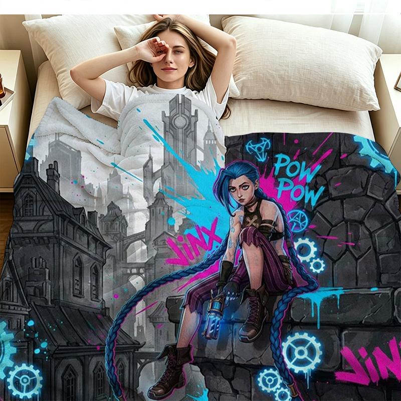Jinx Print Flannel Blanket High Quality Warm Comfortable Cover for All Seasons Perfect for Gifts Home Decor