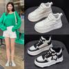 Color Matching 32 Inner Height Increase White Shoes Women's 2025 New Spring and Autumn Thick-soled Versatile Black and White Star Waterproof Table Cas