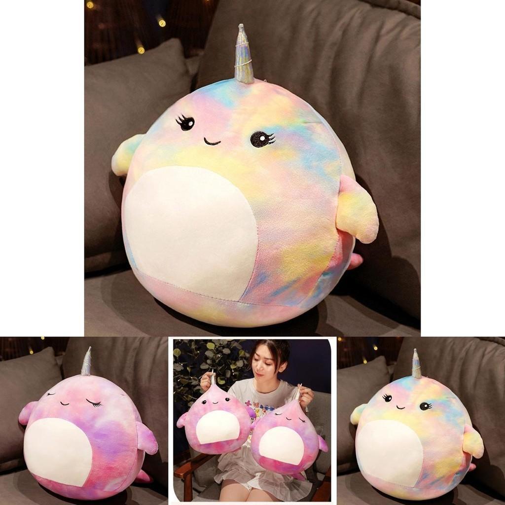 Squishmallow Мультяшная Подушка-Кит Плюшевая Игрушка Коллекционная Из Эластичного Кристального Вельвета Фиолетовая/лавандовая Маленький/большой Размер Набивка ПП Хлопком