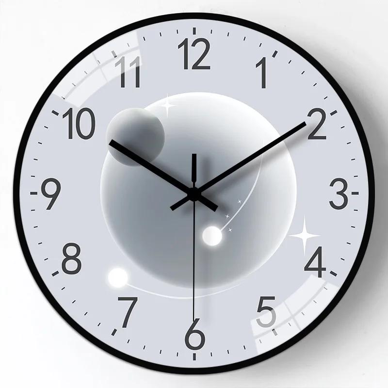 Классический стиль легкие роскошные настенные часы со звуком стерео цифра без перфорации оригинальные настенные часы для украшения стены в ванной