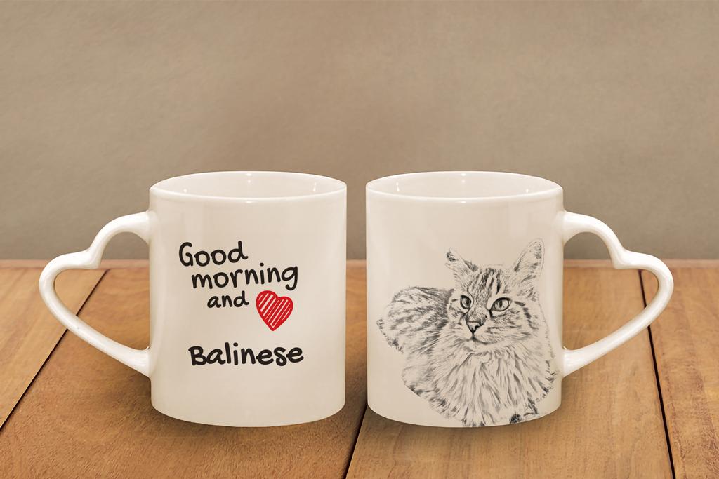 Balinese - cat mug, adorable heart-shaped handle mug, universal gift from Art-Dog brand