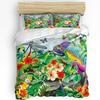 Green Parrot Animal Tropical Plant Flower 3Pcs Bedding Set For Double Bed Home Textile Duvet Cover Quilt Cover Pillowcase