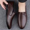 Men's Casual Shoes Brands Fashion Anti-slip Wearable Comfortable Leather  Soft Bottom Business Versatile Leather Slip-on Shoes