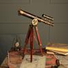Латунный телескоп с деревянной подставкой-штативом в морском стиле, винтажный декор для стола
