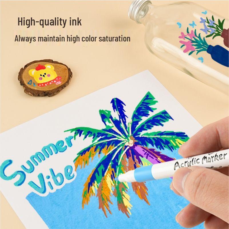 Acrylic Marker Set: 120 Colors, Opaque, Washable for Students and Kids' Art Projects