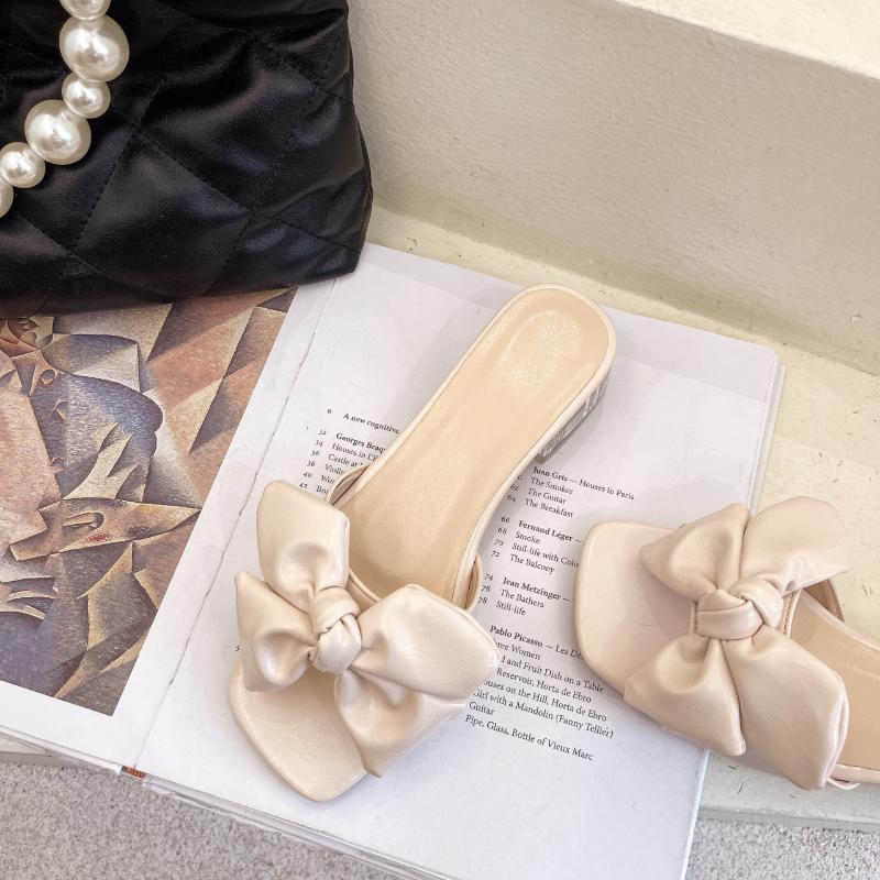 Модные сандалии с бантом, женские сандалии с открытым носком, плоские туфли, повседневные сандалии, дикие женские туфли, новинка 2024 года, летние женские тапочки