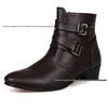 Autumn Men's Plus Size Pointed Toe Leather Ankle Boots - British Style Formal Casual High Top Shoes