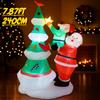 7.87FT Inflatable Santa Claus Elf Tree Toy Xmas Yard Lawn Party Decoration Festive Gift LED Lit Christmas Supplies Home Ornament