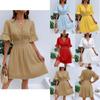 Fashion Women's Summer V Neck Casual Fashion Solid Color Pullover Dress