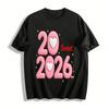 Милая повседневная футболка с принтом сердца на 2026 год, тематическая к Новому году, из чистого хлопка